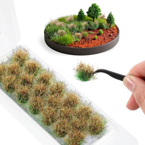 20 Pcs Static Grass Bushy Artificial Simulation Grass Lowland Shrubs Miniature Terrain Bushy Tufts for DIY Sandy Terrain Railway Game Scenery Landscape (Autumn Brown) in Saudi Arabia