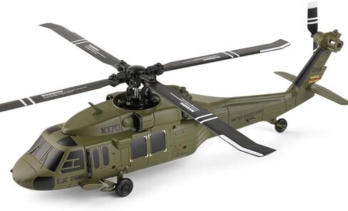 WL K170 Blackk Hawk UH-60L 170 ، مروحيات عسكرية RC للبالغين ، 2.4G 4CH Flybarless RC Helicopter مع خانق اليسار اليمنى واليسرى (إصدار RTF) in Saudi Arabia