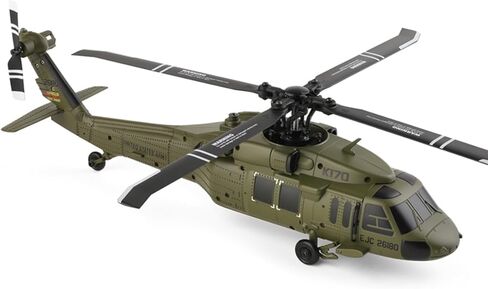WL K170 Blackk Hawk UH-60L 170 ، مروحيات عسكرية RC للبالغين ، 2.4G 4CH Flybarless RC Helicopter مع خانق اليسار اليمنى واليسرى (إصدار RTF) in Saudi Arabia
