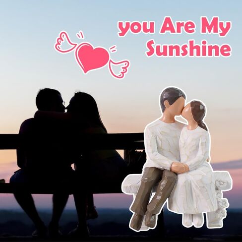 Romantic Couple Figurines in Love, Hand Painted Lover Statues Couple Sculptures to Remember Beautiful Moment - Best Gifts for Valentine's Day, Wedding Anniversary,Weddings - Bench Kissing in Saudi Arabia