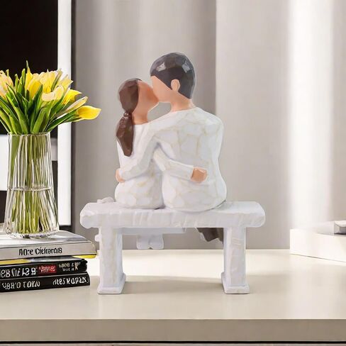 Romantic Couple Figurines in Love, Hand Painted Lover Statues Couple Sculptures to Remember Beautiful Moment - Best Gifts for Valentine's Day, Wedding Anniversary,Weddings - Bench Kissing in Saudi Arabia