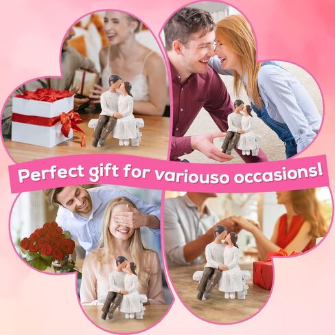 Romantic Couple Figurines in Love, Hand Painted Lover Statues Couple Sculptures to Remember Beautiful Moment - Best Gifts for Valentine's Day, Wedding Anniversary,Weddings - Bench Kissing in Saudi Arabia