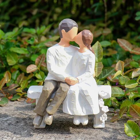 Romantic Couple Figurines in Love, Hand Painted Lover Statues Couple Sculptures to Remember Beautiful Moment - Best Gifts for Valentine's Day, Wedding Anniversary,Weddings - Bench Kissing in Saudi Arabia