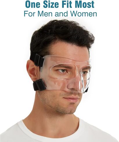 واقي الوجه من Leeuoe للرياضة، واقي الأنف يحمي عظمة الخد والجبهة، قناع درع الوجه قابل للتعديل مع بطانة لكرة السلة/كرة القدم/الكرة اللينة/الصندوق/تجميل الأنف in Kuwait