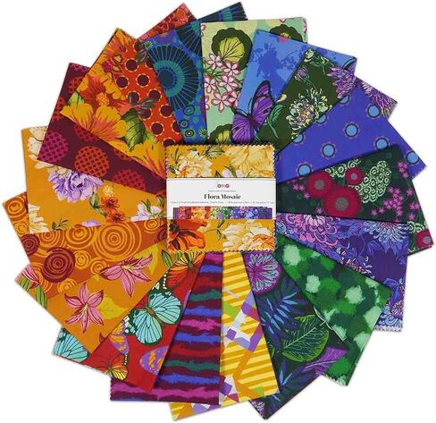 Soimoi 40Pcs 5" x 5" DIY Cotton Fabric Squares, Squares Patchwork, Pre-Cut Quilt Charm Pack, DIY Sewing Quarters Bundle, Quilting Fabric Bundles - Flora Mosaic in Kuwait