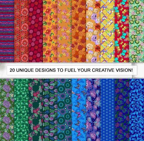 Soimoi 40Pcs 5" x 5" DIY Cotton Fabric Squares, Squares Patchwork, Pre-Cut Quilt Charm Pack, DIY Sewing Quarters Bundle, Quilting Fabric Bundles - Flora Mosaic in Kuwait