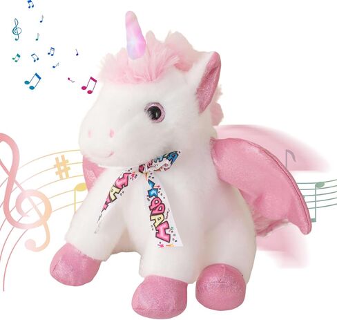 Happy Birthday Gifts Unicorn Plush Toy The Cormers Glowing Singing Happy Birthday Song,Unicorn Stuffed Animal with Moving Wings,Party Gift for Toddlers Boys Girls Kids, 11" Pink in Kuwait