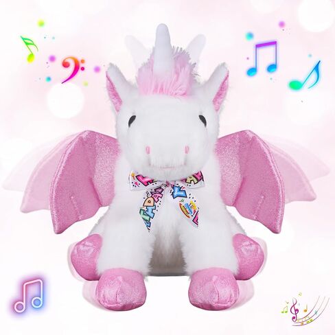 Happy Birthday Gifts Unicorn Plush Toy The Cormers Glowing Singing Happy Birthday Song,Unicorn Stuffed Animal with Moving Wings,Party Gift for Toddlers Boys Girls Kids, 11" Pink in Kuwait
