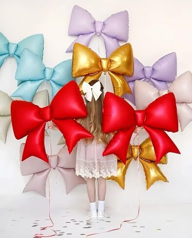 4Pcs Giant Pink Bow Balloons 38Inch/coquette Birthday Party Supplies/Pink Bachelorette Bridal Engagement Wedding Anniversary Supplies for Women/Valentine's Day Decor in Saudi Arabia