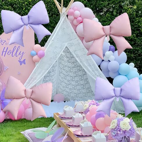 4Pcs Giant Pink Bow Balloons 38Inch/coquette Birthday Party Supplies/Pink Bachelorette Bridal Engagement Wedding Anniversary Supplies for Women/Valentine's Day Decor in Saudi Arabia