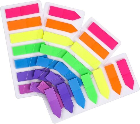 4 Sets Sticky Tabs, Neon Book Tabs, Colored Flag Page Tabs Self Adhesive for Annotating Books, Page Markers, Fluorescent File Index Tabs for Notebooks, Removes Cleanly, 640pcs in Saudi Arabia