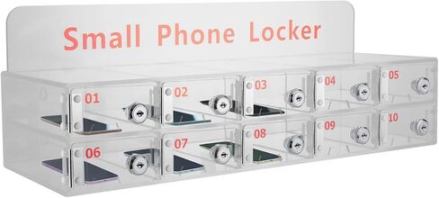 12 Slots Cell Phone Lock Box Wall-Mounted Cell Phone Storage Cabinet Acrylic Material with Door Locks and Keys Cell Phone Holder Classroom Transparent Cell Phone Locker for Office Classroom (12 Slots) in Kuwait