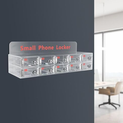12 Slots Cell Phone Lock Box Wall-Mounted Cell Phone Storage Cabinet Acrylic Material with Door Locks and Keys Cell Phone Holder Classroom Transparent Cell Phone Locker for Office Classroom (12 Slots) in Kuwait