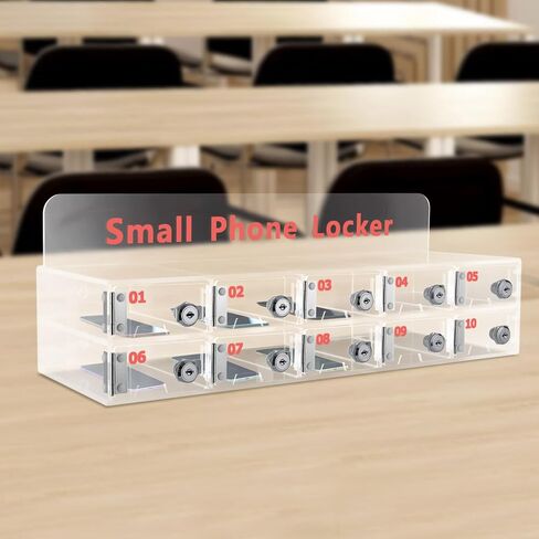 12 Slots Cell Phone Lock Box Wall-Mounted Cell Phone Storage Cabinet Acrylic Material with Door Locks and Keys Cell Phone Holder Classroom Transparent Cell Phone Locker for Office Classroom (12 Slots) in Kuwait