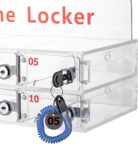 12 Slots Cell Phone Lock Box Wall-Mounted Cell Phone Storage Cabinet Acrylic Material with Door Locks and Keys Cell Phone Holder Classroom Transparent Cell Phone Locker for Office Classroom (12 Slots) in Kuwait