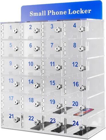 12 Slots Cell Phone Lock Box Wall-Mounted Cell Phone Storage Cabinet Acrylic Material with Door Locks and Keys Cell Phone Holder Classroom Transparent Cell Phone Locker for Office Classroom (12 Slots) in Saudi Arabia