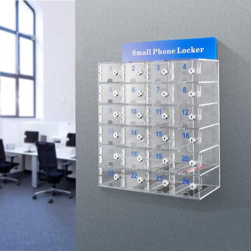 12 Slots Cell Phone Lock Box Wall-Mounted Cell Phone Storage Cabinet Acrylic Material with Door Locks and Keys Cell Phone Holder Classroom Transparent Cell Phone Locker for Office Classroom (12 Slots) in Saudi Arabia