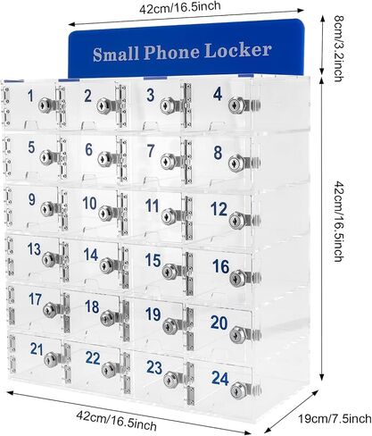12 Slots Cell Phone Lock Box Wall-Mounted Cell Phone Storage Cabinet Acrylic Material with Door Locks and Keys Cell Phone Holder Classroom Transparent Cell Phone Locker for Office Classroom (12 Slots) in Saudi Arabia