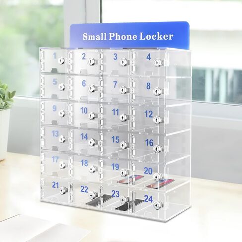 12 Slots Cell Phone Lock Box Wall-Mounted Cell Phone Storage Cabinet Acrylic Material with Door Locks and Keys Cell Phone Holder Classroom Transparent Cell Phone Locker for Office Classroom (12 Slots) in Saudi Arabia