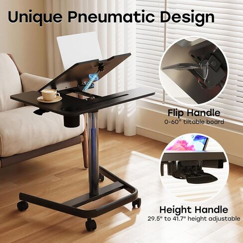مكتب جوي للمنتقل المتنقل ، طاولة قابلة للتعديل ، طاولة قابلة للتعديل ، 60 درجة ، مكتب كمبيوتر محمول قابلة للإمالة ، مكتب محمول للجلوس مع حامل كأس العجلات لمدرسة أريكة السرير ، ويحمل ما يصل إلى 22 رطلاً ، أبيض in Kuwait