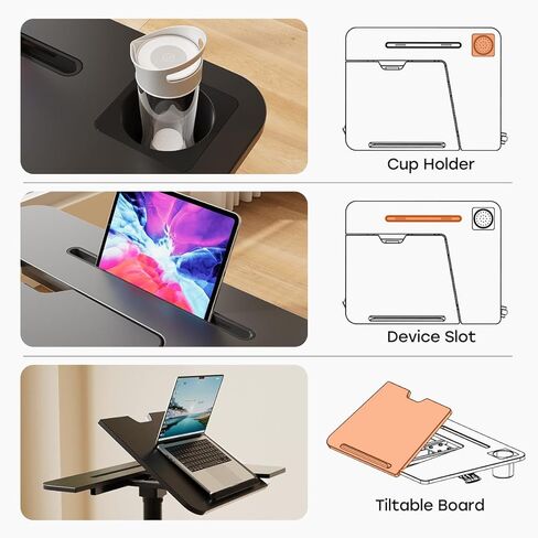 مكتب جوي للمنتقل المتنقل ، طاولة قابلة للتعديل ، طاولة قابلة للتعديل ، 60 درجة ، مكتب كمبيوتر محمول قابلة للإمالة ، مكتب محمول للجلوس مع حامل كأس العجلات لمدرسة أريكة السرير ، ويحمل ما يصل إلى 22 رطلاً ، أبيض in Kuwait