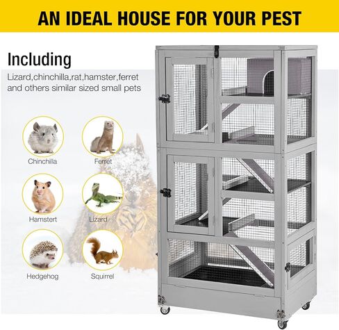 Aivituvin Ferret Cage Large Chinchilla Cage Rat Habitat 5 Levels for Chinchilla,Lizard,Squirrel, Chameleon,Gerbil and Other Small Animal,Prevent Escape in Kuwait