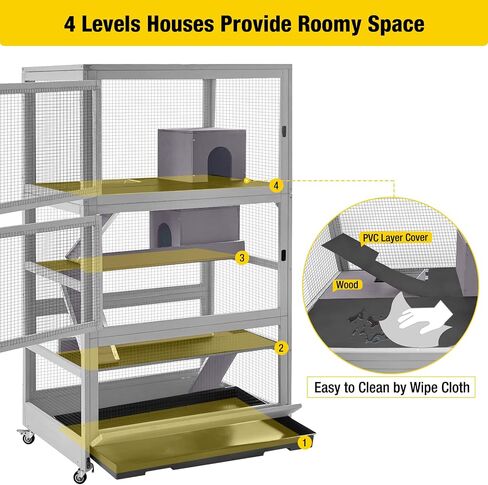 Aivituvin Ferret Cage Large Chinchilla Cage Rat Habitat 5 Levels for Chinchilla,Lizard,Squirrel, Chameleon,Gerbil and Other Small Animal,Prevent Escape in Kuwait