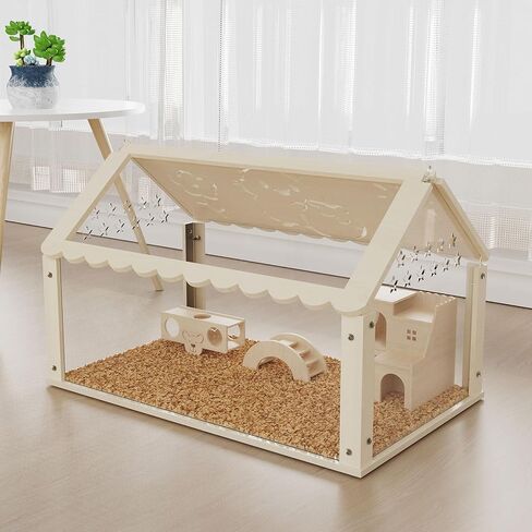 قفص الهامستر خشبي مع الاكريليك ، قفص الهامستر القزمي ، موائل الحيوانات الصغيرة مع قمة مفتوحة ، فأر قفص لخنازير غينيا ، شينشيلاس ، جيربيل ، الهامستر السوري (24inch) in Kuwait