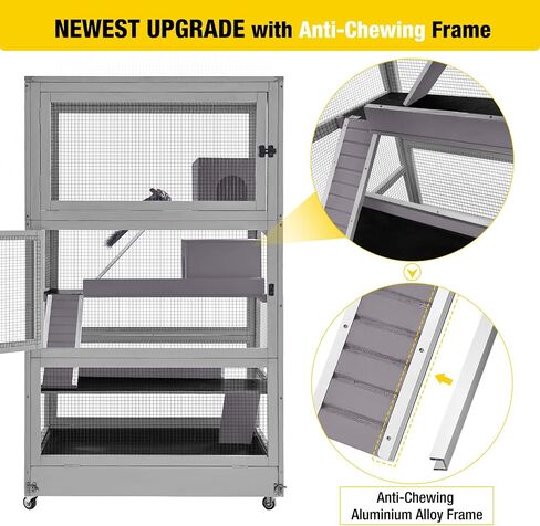 Aivituvin Ferret Cage Large Chinchilla Cage Rat Habitat 5 Levels for Chinchilla,Lizard,Squirrel, Chameleon,Gerbil and Other Small Animal,Prevent Escape in Kuwait