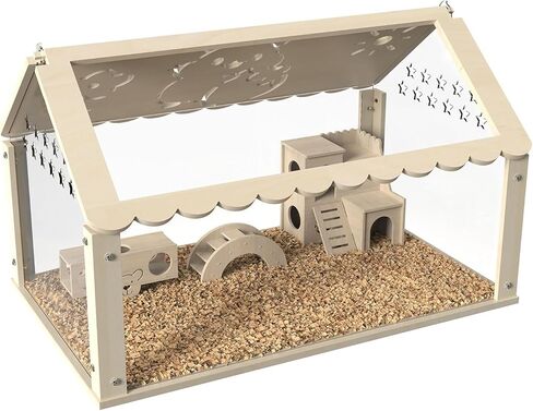 قفص الهامستر خشبي مع الاكريليك ، قفص الهامستر القزمي ، موائل الحيوانات الصغيرة مع قمة مفتوحة ، فأر قفص لخنازير غينيا ، شينشيلاس ، جيربيل ، الهامستر السوري (24inch) in Kuwait