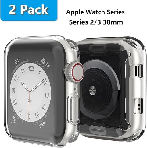 2 Pack Compatible for Apple Watch 38mm Case iWatch Screen Protector TPU All-Around Protective Case Clear Ultra-Thin Cover for Series 3 Series 2, 2 Pack (Clear, for 38mm Apple Watch case) in Kuwait