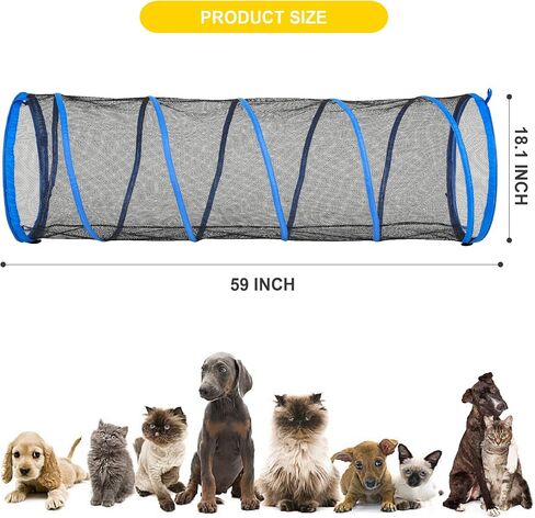 Cat Straigh Tunnels, Foldable Cat Tubes Easy to Connect with Zipper DIY in Multiple Ways,Pet Toys for Cats, Rabbit, Puppy (Grey) in Kuwait