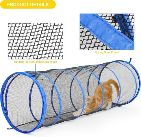 Cat Straigh Tunnels, Foldable Cat Tubes Easy to Connect with Zipper DIY in Multiple Ways,Pet Toys for Cats, Rabbit, Puppy (Grey) in Kuwait