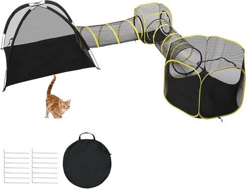 نفق Cat Vingli ، حاوية القط في الهواء الطلق ، كاتو كبير ، أنفاق في الهواء الطلق للقطط مع حقيبة تخزين (أسود وبرتقالي ، 6 في 1) in Saudi Arabia