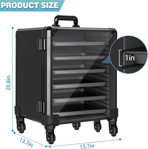 Trolley Miniatures Transport Display Storage Case Aluminum Alloy Frame with 5 Detachable Swivel Wheels and Lock (Large Size) in Saudi Arabia
