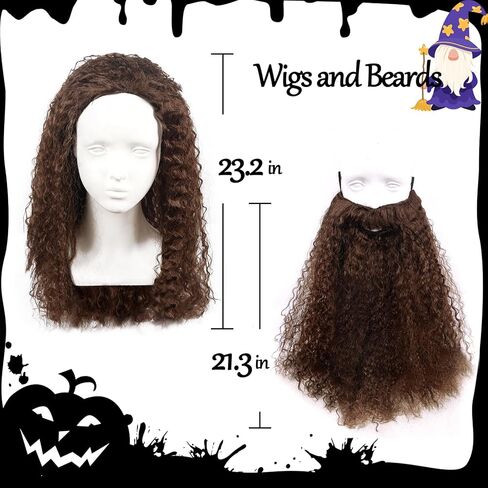 Realistic gray Wizard Beard and Wig - Halloween Funny Adult Wizard Beard and Wig Costume Accessories in Saudi Arabia
