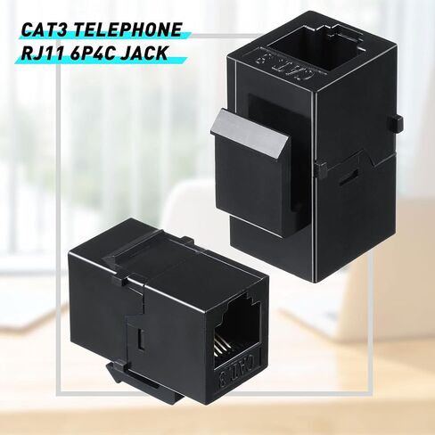 10 قطع CAT3 هاتف RJ11 6P4C جاك خط الهاتف موصل مقرنة الهاتف أنثى إلى أنثى مقبس الهاتف (أبيض) in Saudi Arabia