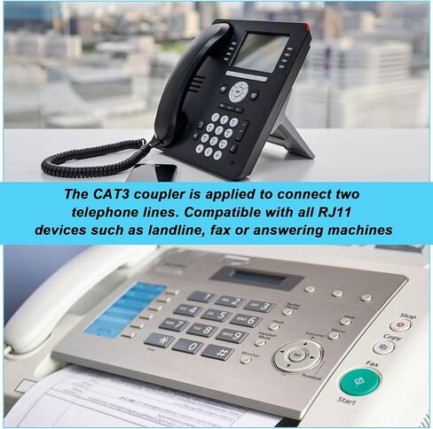 10 قطع CAT3 هاتف RJ11 6P4C جاك خط الهاتف موصل مقرنة الهاتف أنثى إلى أنثى مقبس الهاتف (أبيض) in Saudi Arabia