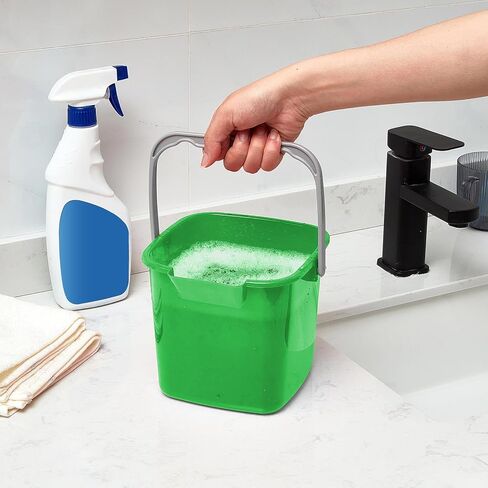 8 قطع دلو تعقيم أحمر بسعة 3 لتر، دلو تنظيف صغير، دلو مربع للمنظفات، صنبور ومقبض، دلو تنظيف بلاستيكي للمطبخ، المدرسة، المكاتب المنزلية، الاستخدام التجاري in Kuwait