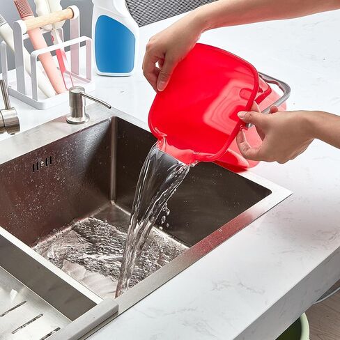 8 قطع دلو تعقيم أحمر بسعة 3 لتر، دلو تنظيف صغير، دلو مربع للمنظفات، صنبور ومقبض، دلو تنظيف بلاستيكي للمطبخ، المدرسة، المكاتب المنزلية، الاستخدام التجاري in Kuwait