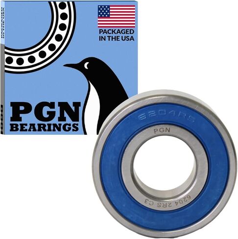 PGN (10 Pack) 6204-2RS Bearing - Lubricated Chrome Steel Sealed Ball Bearing - 20x47x14mm Bearings with Rubber Seal & High RPM Support in Saudi Arabia