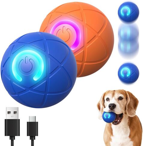 2PCS Duraspin Dog Ball, 2025 Upgrade Vibrating Dog Ball Interactive Pet Balls Shaky Toy, USB Rechargeable Smart Shaking Pet Bounce Balls Automatic Moving Pet Toy for All Dogs (#B1+#B2) in Kuwait