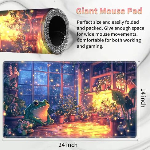 Playmat for MTG, Card Game Mat Non-Slip Rubber Base and Stitched, 24 x 14 inch TCG Play Mat for MTG and Other Card Games (NO Zones), Cute Frog in Saudi Arabia