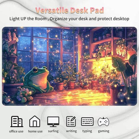 Playmat for MTG, Card Game Mat Non-Slip Rubber Base and Stitched, 24 x 14 inch TCG Play Mat for MTG and Other Card Games (NO Zones), Cute Frog in Saudi Arabia