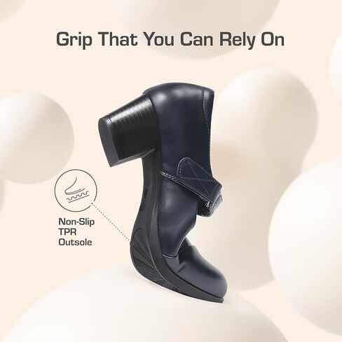 DREAM PAIRS Women's Chunky Low Block Closed Toe Heels Mary Janes Pumps Comfortable Round Toe Dress Work Wedding Shoes in Kuwait