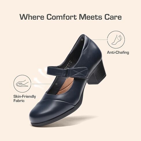 DREAM PAIRS Women's Chunky Low Block Closed Toe Heels Mary Janes Pumps Comfortable Round Toe Dress Work Wedding Shoes in Kuwait