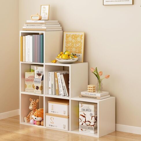 خزانة الكتب Cube Storage-رف زاوية 5 مستويات على شكل حرف L ، منظم قابلاً للانعكاس من 15-Cube للمنزل والمكاتب ، أبيض in Kuwait