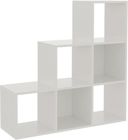 خزانة الكتب Cube Storage-رف زاوية 5 مستويات على شكل حرف L ، منظم قابلاً للانعكاس من 15-Cube للمنزل والمكاتب ، أبيض in Kuwait