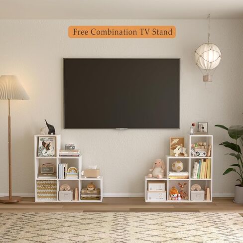 خزانة الكتب Cube Storage-رف زاوية 5 مستويات على شكل حرف L ، منظم قابلاً للانعكاس من 15-Cube للمنزل والمكاتب ، أبيض in Kuwait