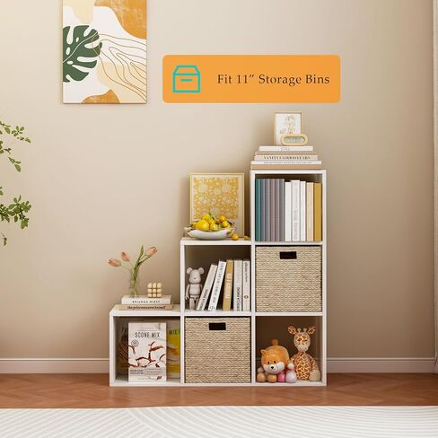 خزانة الكتب Cube Storage-رف زاوية 5 مستويات على شكل حرف L ، منظم قابلاً للانعكاس من 15-Cube للمنزل والمكاتب ، أبيض in Kuwait